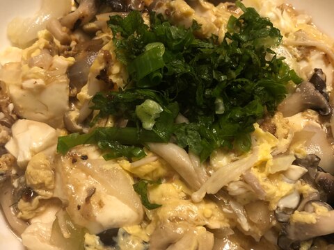 甘辛豆腐キノコの卵とじ